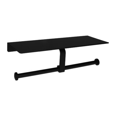 Dubbele wc rolhouder van zwart metaal