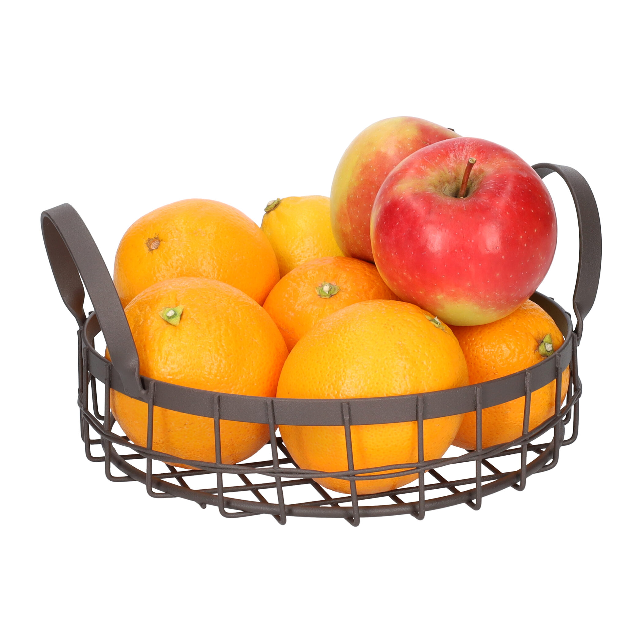 QUVIO Decoratieve Fruitschaal met Handvatten - Rond - Bruin - Ø 20 cm