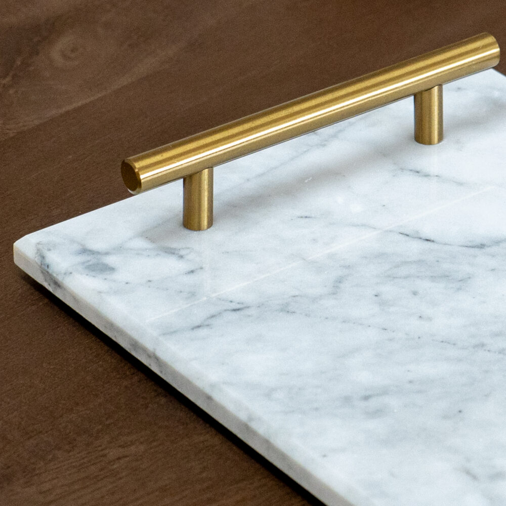 QUVIO Dienblad met gouden handvaten – 20 x 30 cm – Marmer