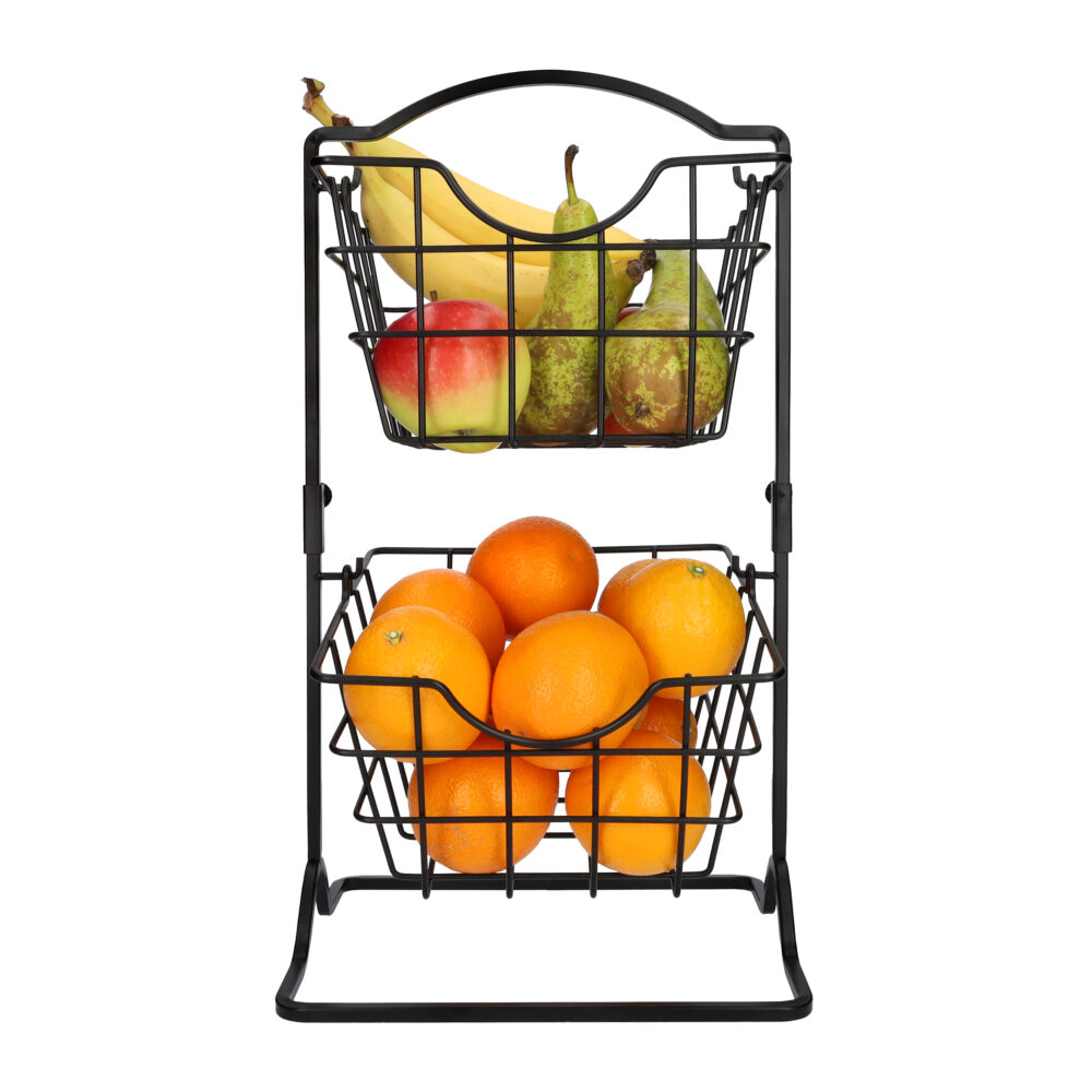 fruitschaal met 2 mandjes van metaal