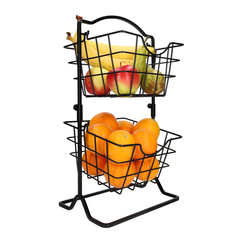 fruitschaal met 2 mandjes van metaal