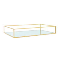 Dienbladen van glas met spiegel en goud accenten