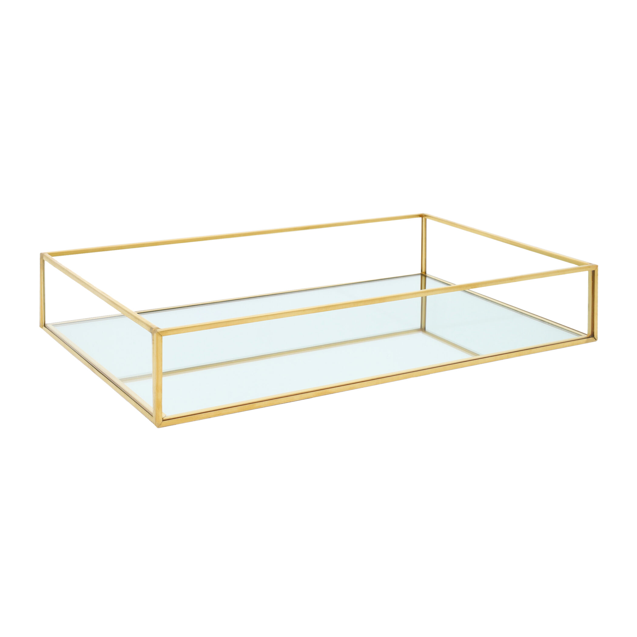 QUVIO Dienblad decoratief - Glas met spiegel - Goud