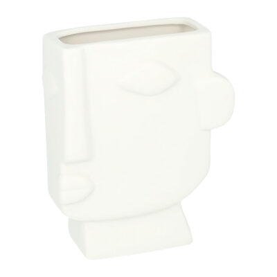 Witte keramieken vazen met gezicht vorm