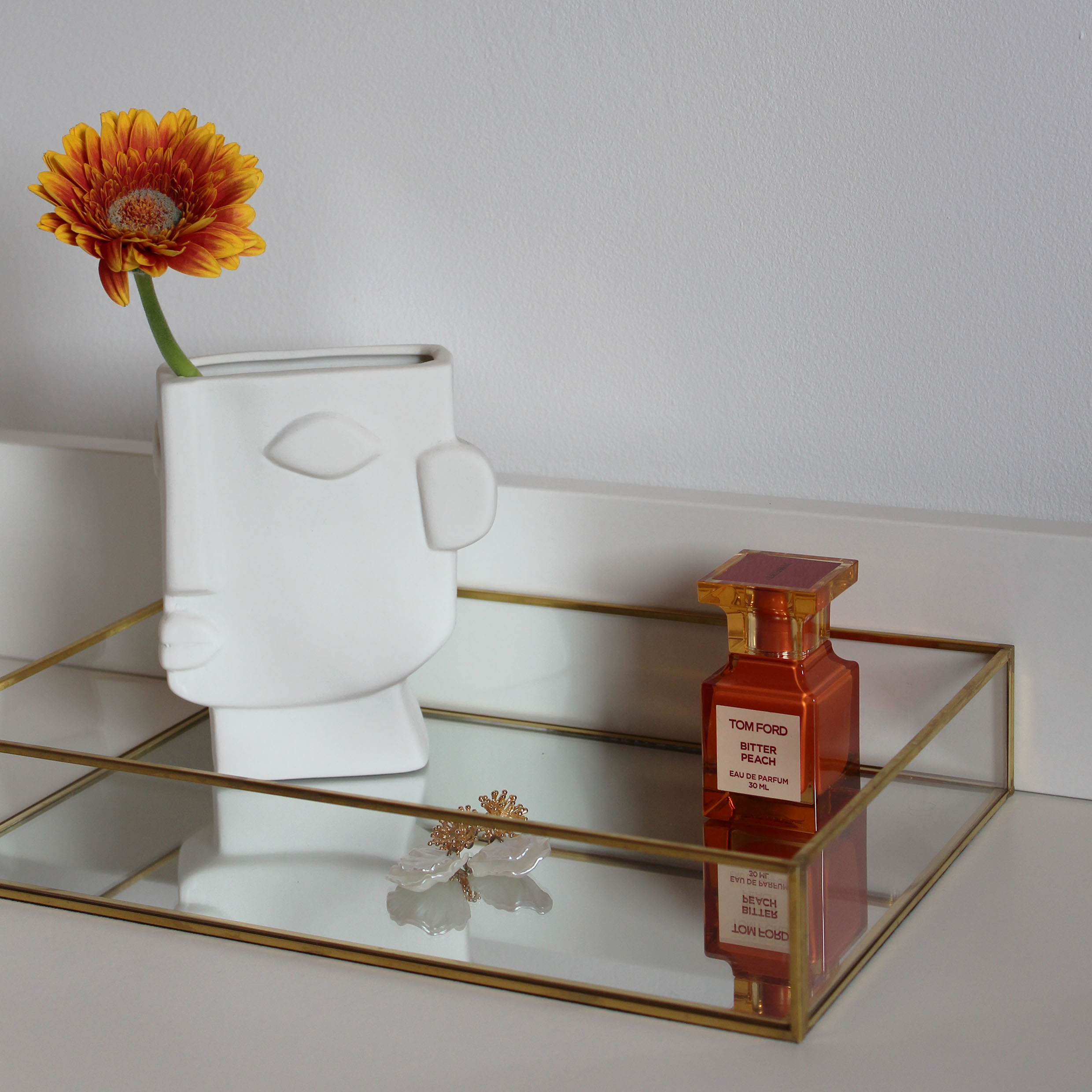 QUVIO Dienblad decoratief – Glas met spiegel – Goud
