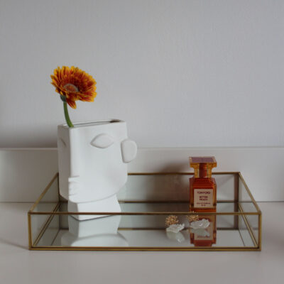 QUVIO Dienblad decoratief – Glas met spiegel – Goud