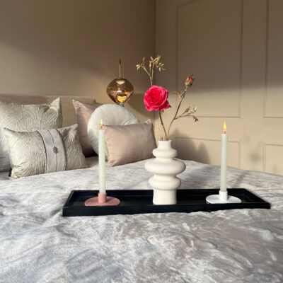 QUVIO Kandelaar – Keramiek – Rond – Wit