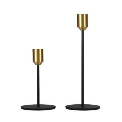 kandelaars in set van 2 zwart met goud