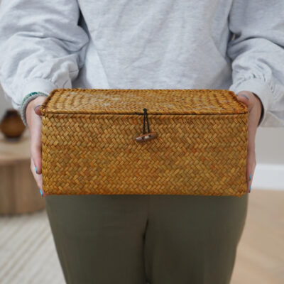 QUVIO Opbergmand – Rotan – Bruin