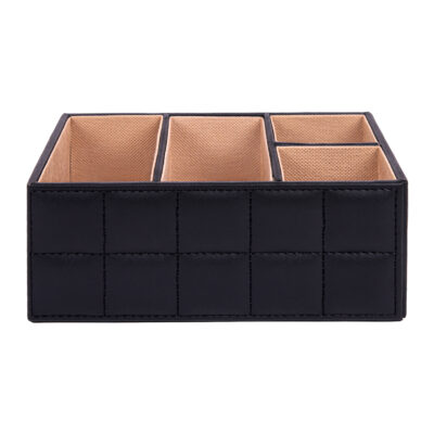 QUVIO Bureau organizer – 4 vakken – PU Leer – Zwart
