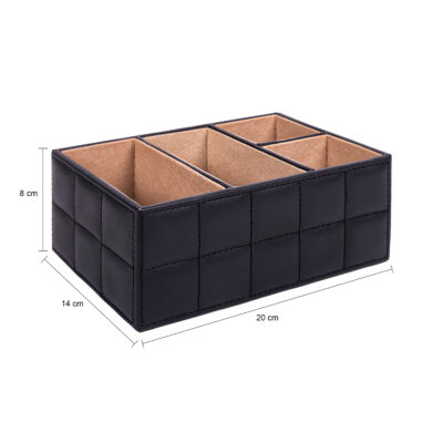QUVIO Bureau organizer – 4 vakken – PU Leer – Zwart
