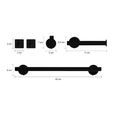 afmetingen badkamer accessoires set van 5