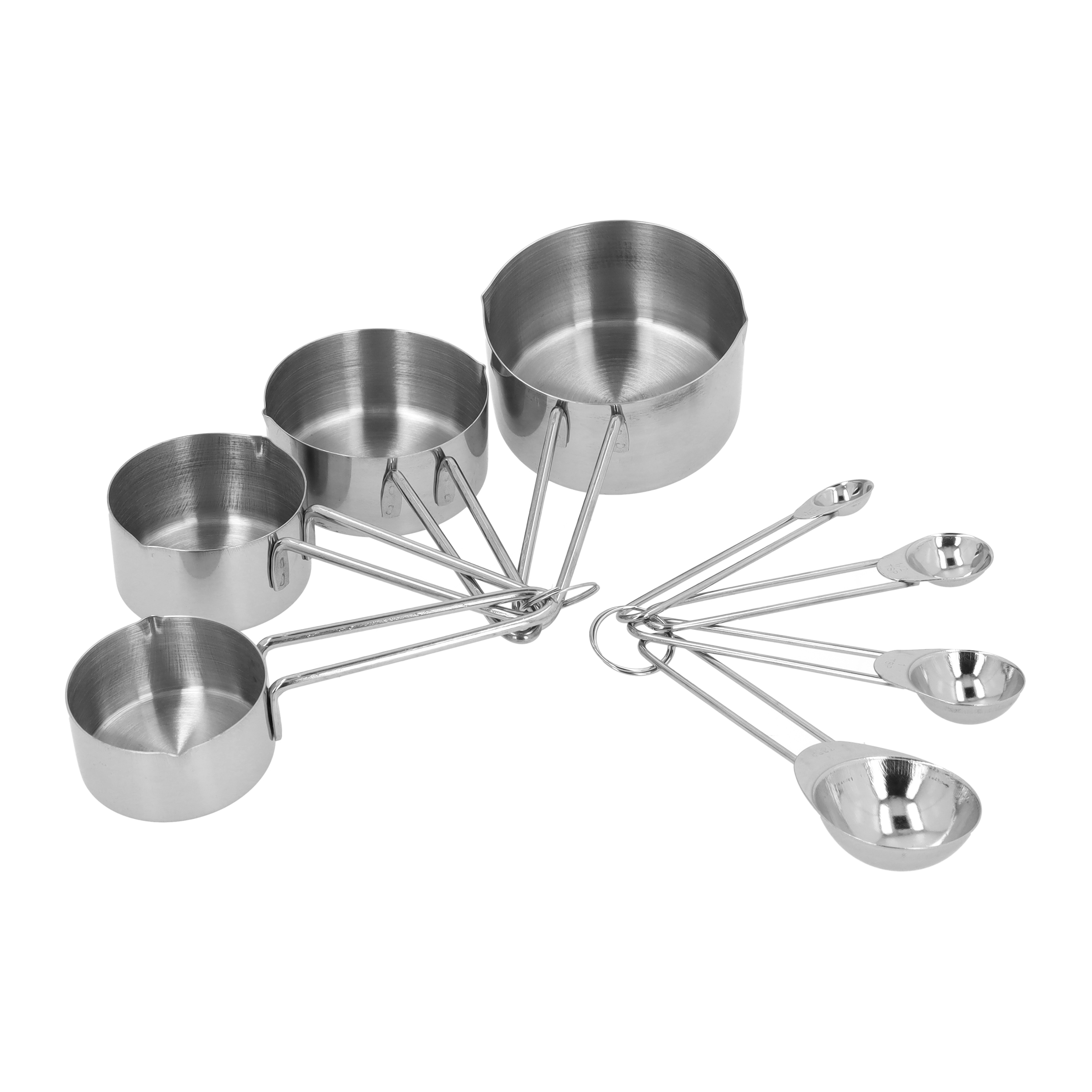 Krumble Maatcups en lepels - Set van 8 - RVS - Zilver