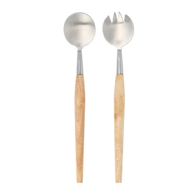 Saladebestek hout RVS