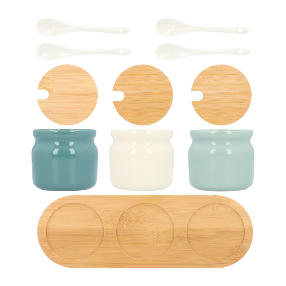 voorraadpotten keramiek met houten deksels