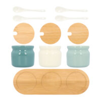 voorraadpotten keramiek met houten deksels