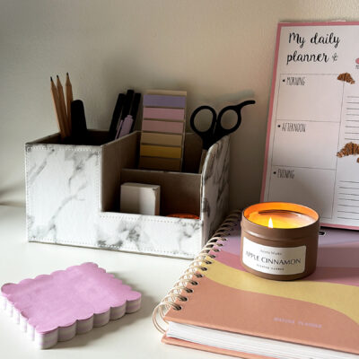 QUVIO Bureau organizer – 3 vakken – Marmerlook