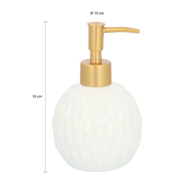 zeepdispenser rond wit met goud