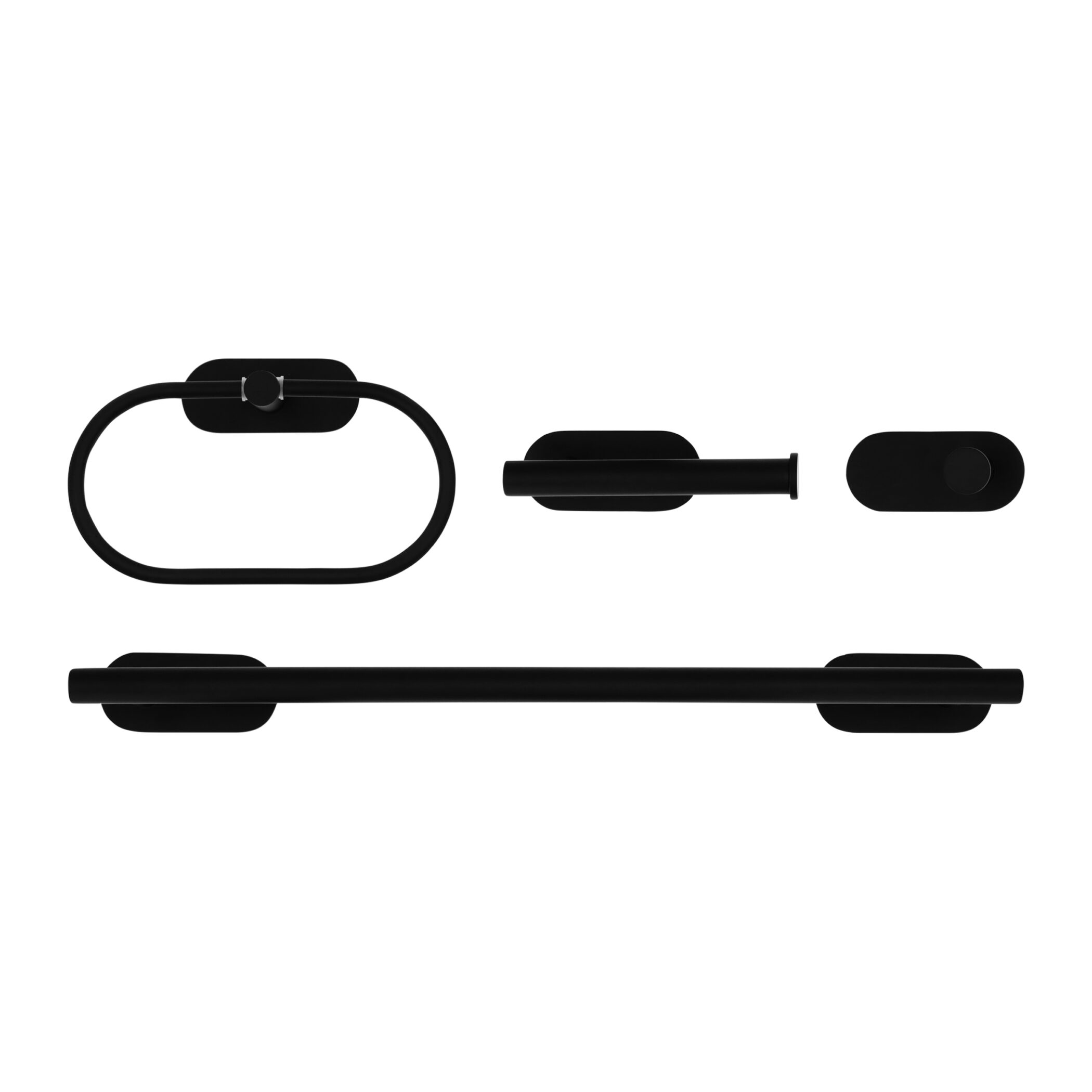 QUVIO Badkamer accessoires - Set van 4 - RVS - Zwart