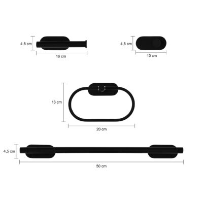 afmetingen badkamer accessoires set van 4