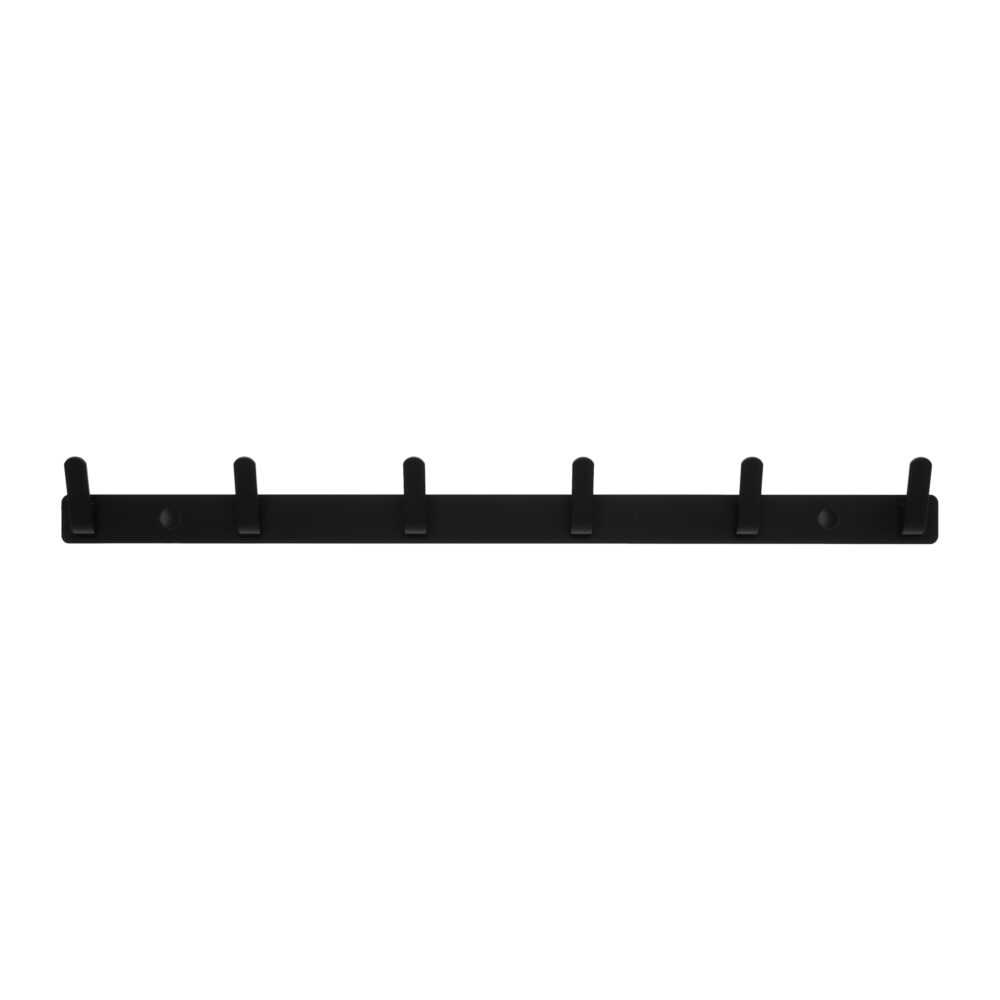wandkapstok 6 haken aluminium zwart