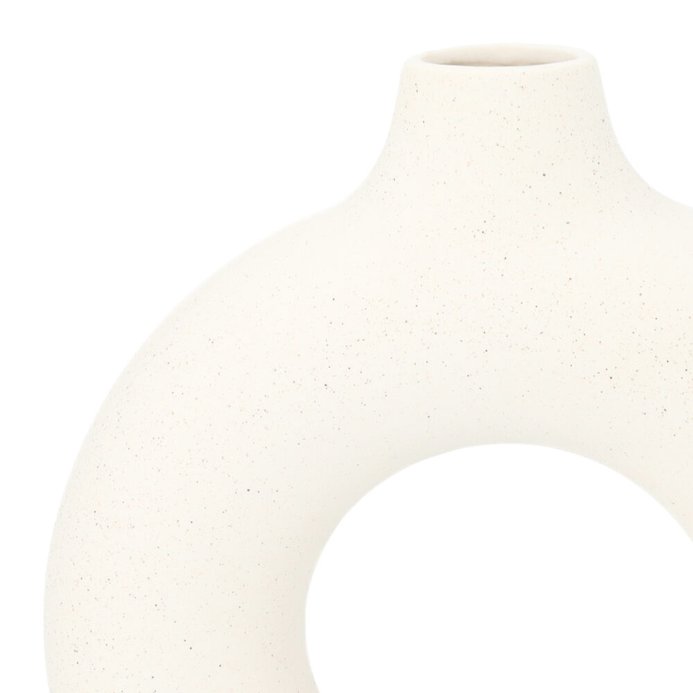 Donutvaas rond keramiek gebroken wit