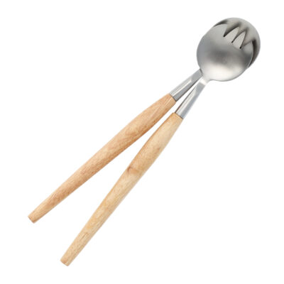 Saladebestek hout RVS