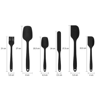 spatelset 6 stuks zwart afmetingen