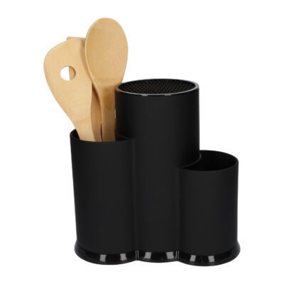 multifunctioneel keukengerei houder in het zwart van kunststof