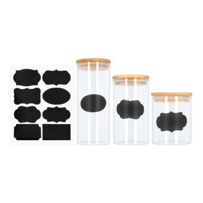 Voorraadpotten set van 3 met stickers