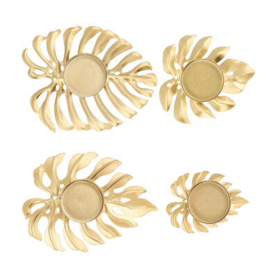 waxinelichthouders bladvorm goud set van 4