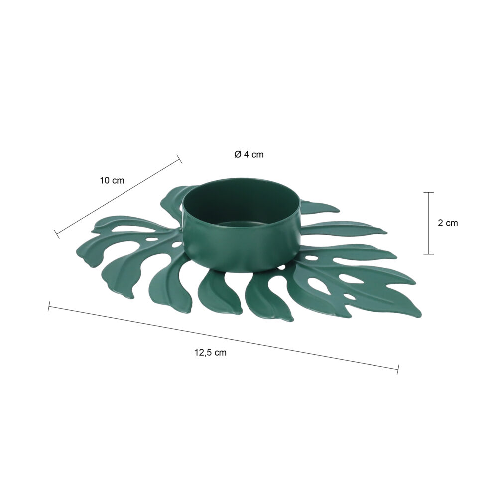 waxinelichthouder bladvorm groen afmetingen