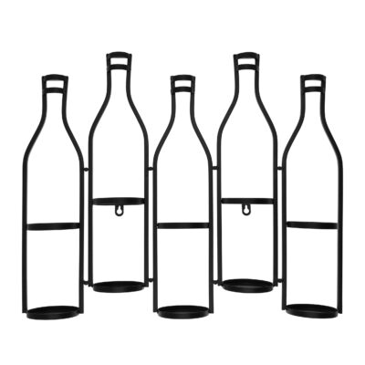 Wijnrek zwart voor 5 flessen wandmontage