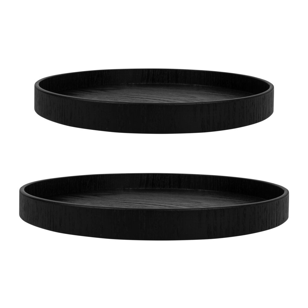 dienblad hout zwart set van 2