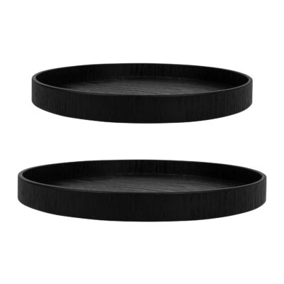 dienblad hout zwart set van 2