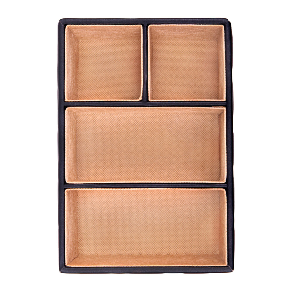 QUVIO Bureau organizer – 4 vakken – PU Leer – Zwart