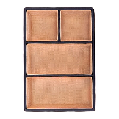 QUVIO Bureau organizer – 4 vakken – PU Leer – Zwart