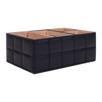 QUVIO Bureau organizer – 4 vakken – PU Leer – Zwart