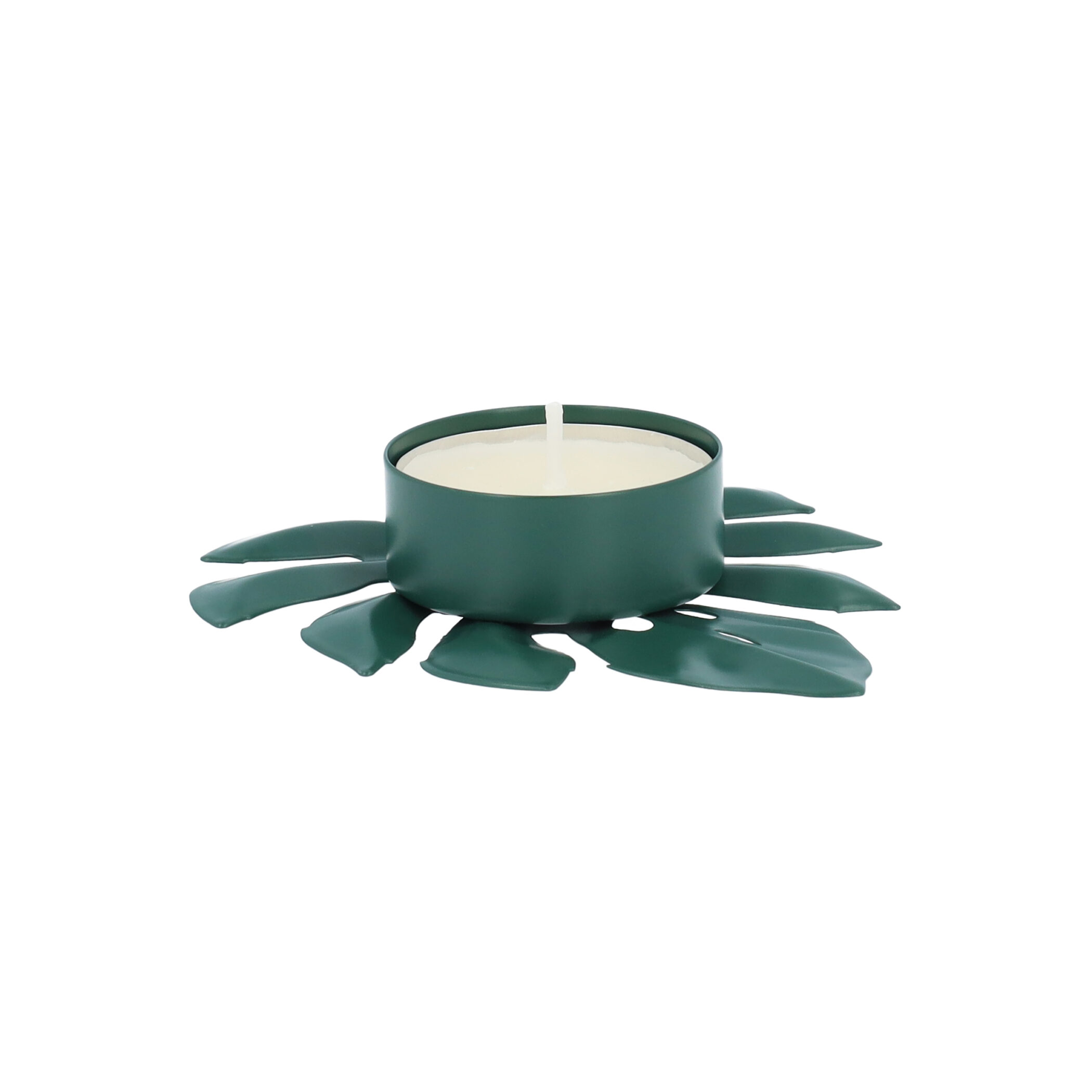 QUVIO Waxinelichthouder - Blad - 9 x 8 x 2 cm - Groen