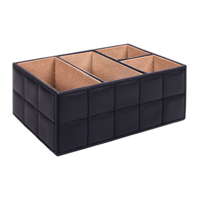 QUVIO Bureau organizer – 4 vakken – PU Leer – Zwart
