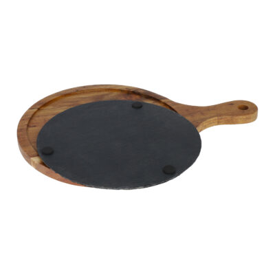 Borrelplank van hout en leisteen