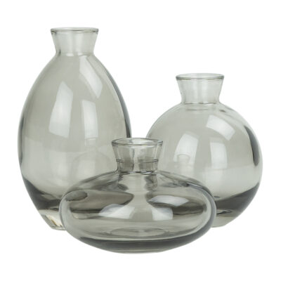 vazen set van 3 met donkerglas