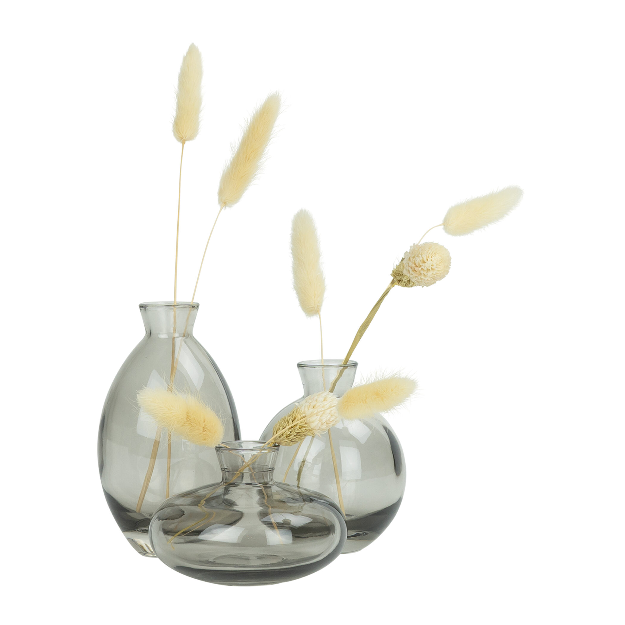 QUVIO Vazen set van 3 – Donker glas
