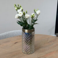 QUVIO Vaas met gouden rand – Transparant glas – 11 x 22 cm