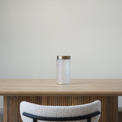 QUVIO Vaas met gouden rand – Transparant glas – 11 x 22 cm