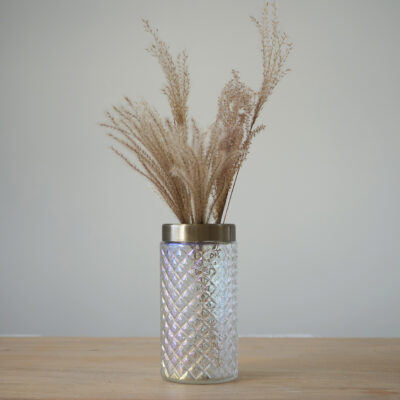 QUVIO Vaas met gouden rand – Transparant glas – 11 x 22 cm