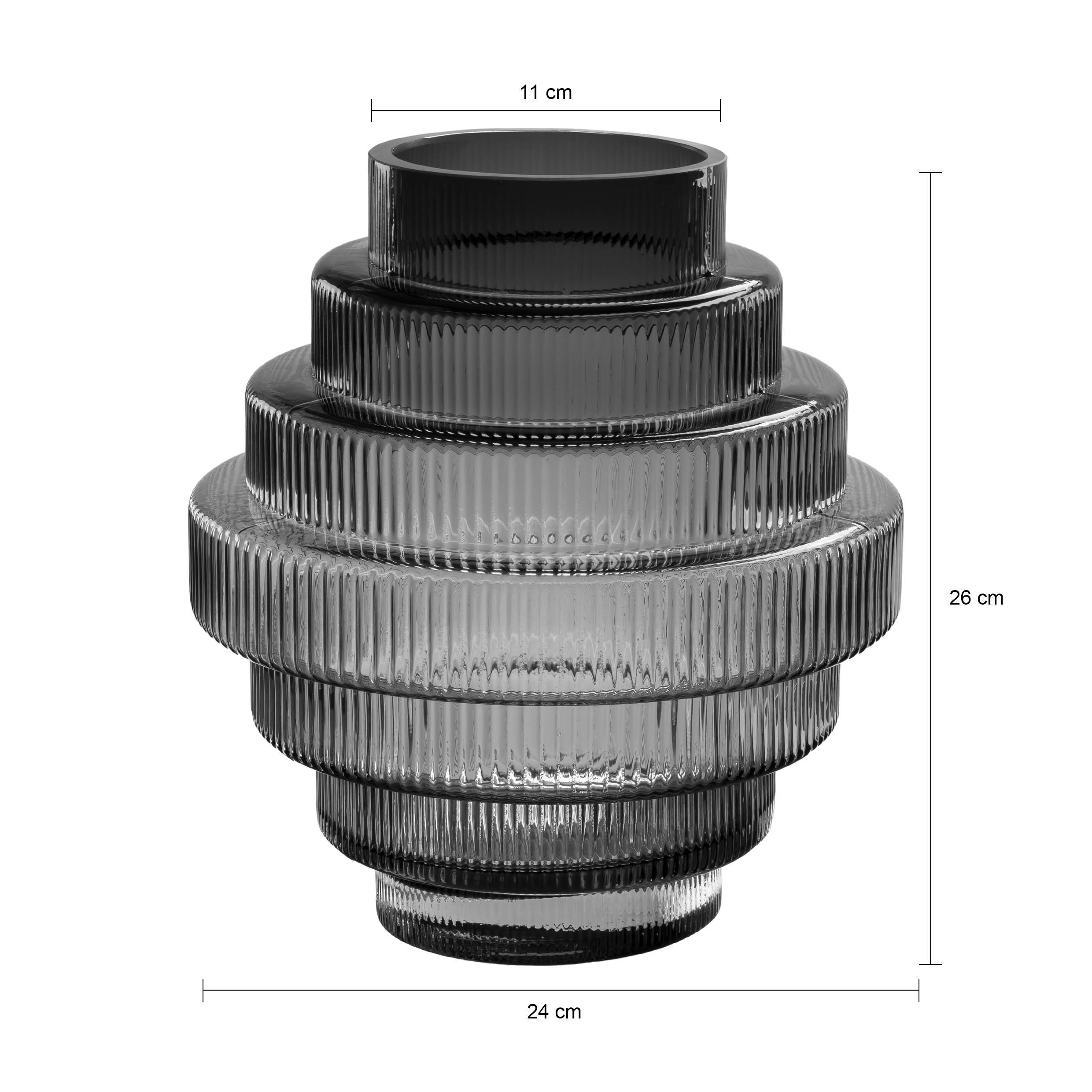 QUVIO Vaas – Glas – Grijs – Maat L