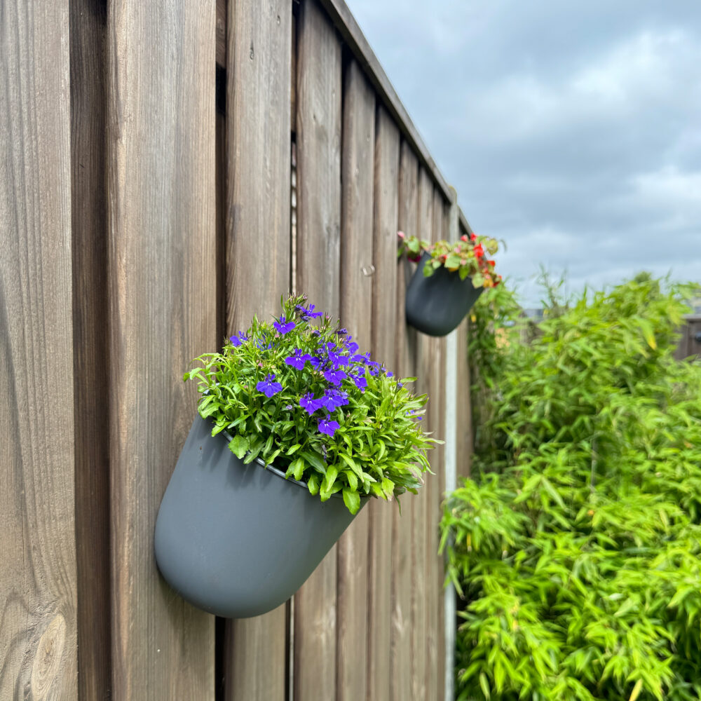 QUVIO Bloempot voor aan de wand – Diameter 15 cm – Antraciet