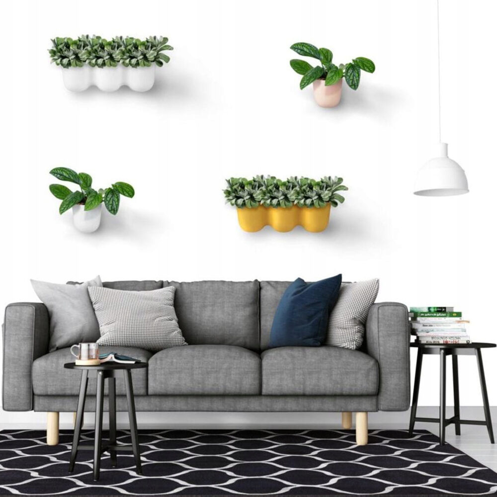 QUVIO Bloempot voor aan de wand – Diameter 15 cm – Lichtblauw