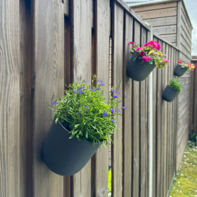 QUVIO Bloempot voor aan de wand – Diameter 15 cm – Antraciet